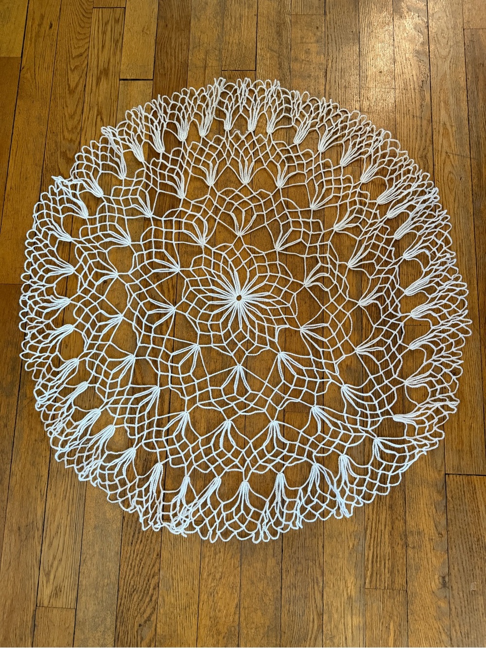 Handcrafted White Crocheted Doily Table Accent - 27 inch